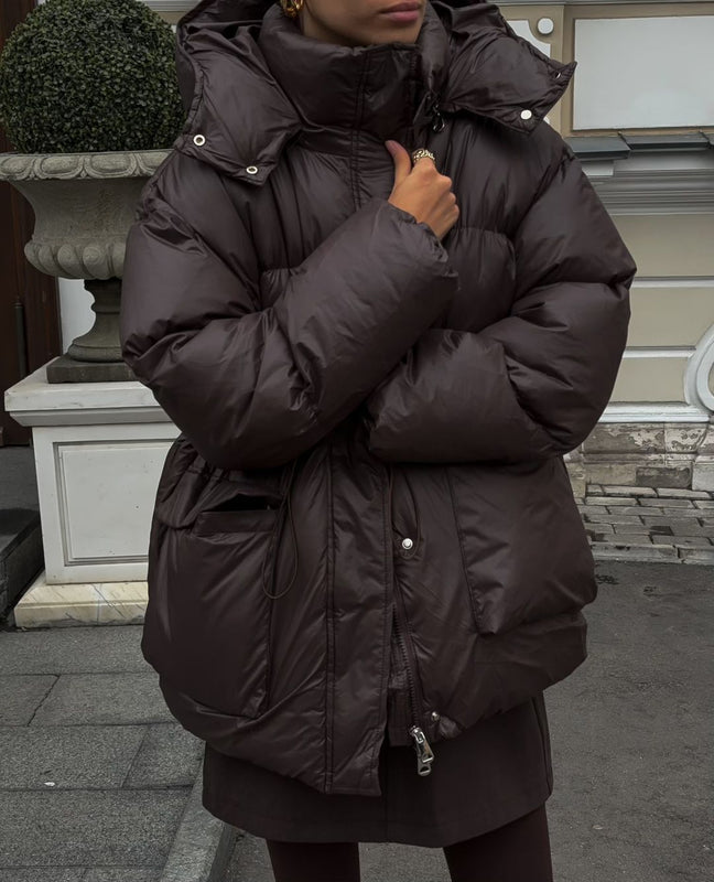 Warme Steppjacke mit Kapuze für Damen