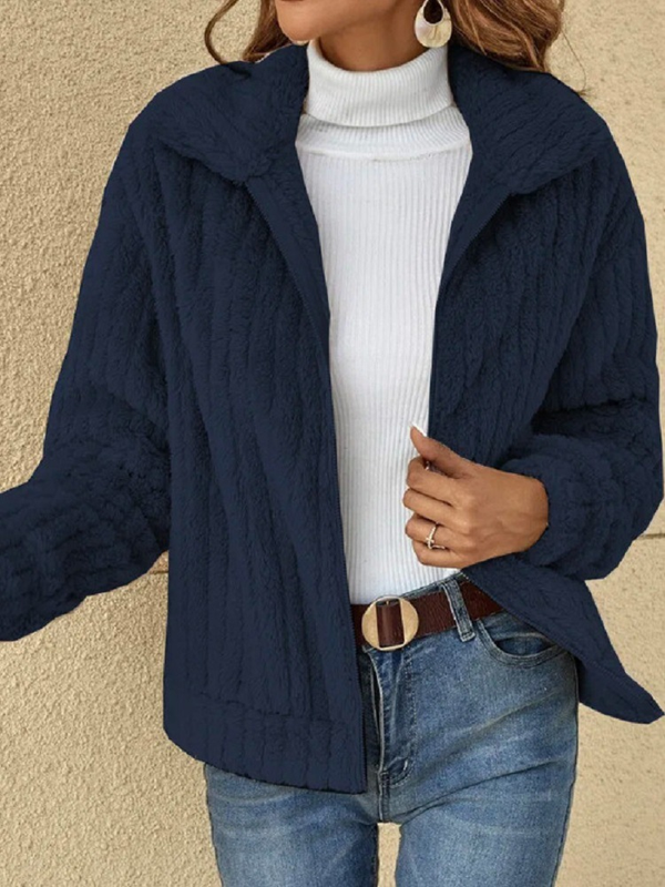 Weiße Fleece Jacke mit langen Ärmeln für Damen
