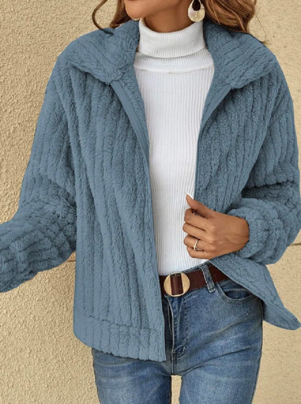 Weiße Fleece Jacke mit langen Ärmeln für Damen