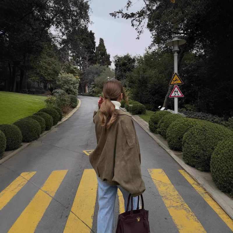 Wildleder Bikerjacke für Damen