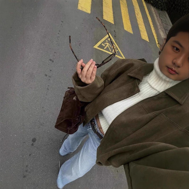 Wildleder Bikerjacke für Damen