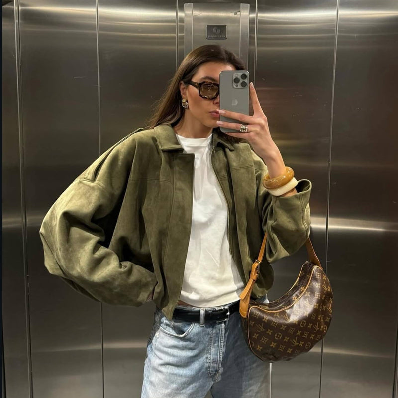 Wildleder Bikerjacke für Damen