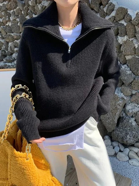 Lilith - Warmer Rollkragenpullover Mit Reißverschluss