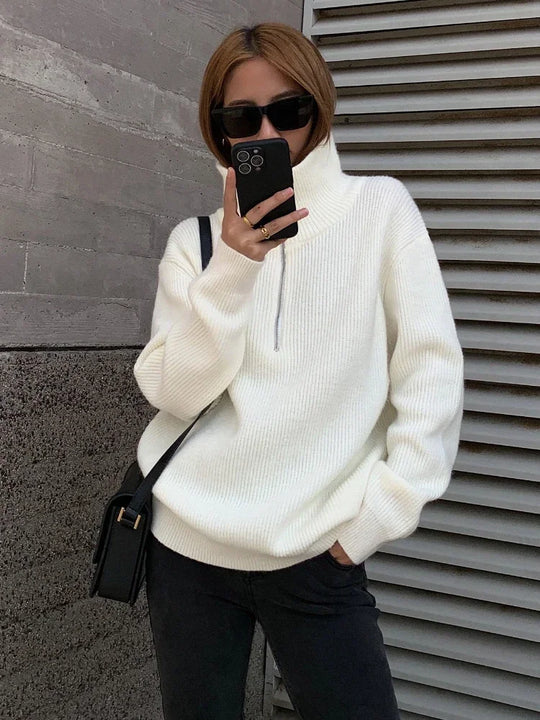 Lilith - Warmer Rollkragenpullover Mit Reißverschluss