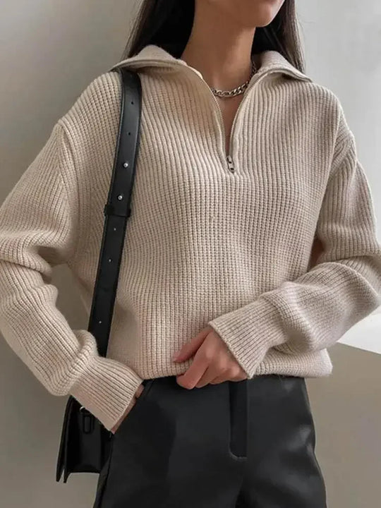 Lilith - Warmer Rollkragenpullover Mit Reißverschluss