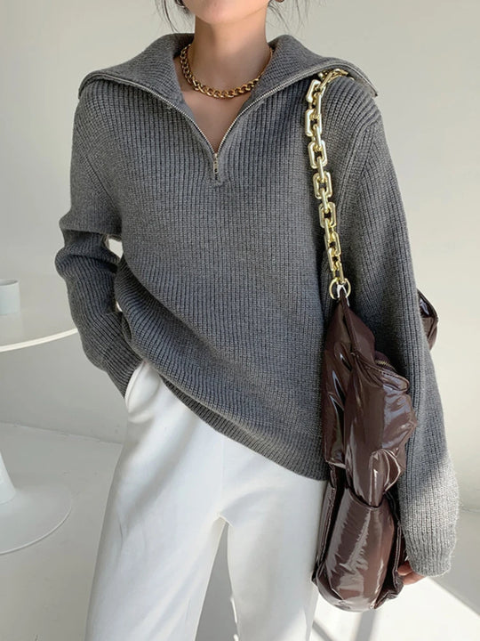 Lilith - Warmer Rollkragenpullover Mit Reißverschluss