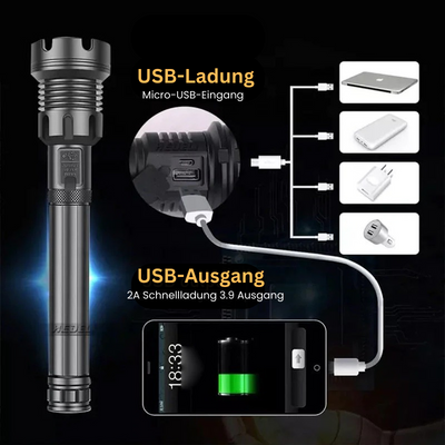 Zoom- Wiederaufladbare taktische Taschenlampe