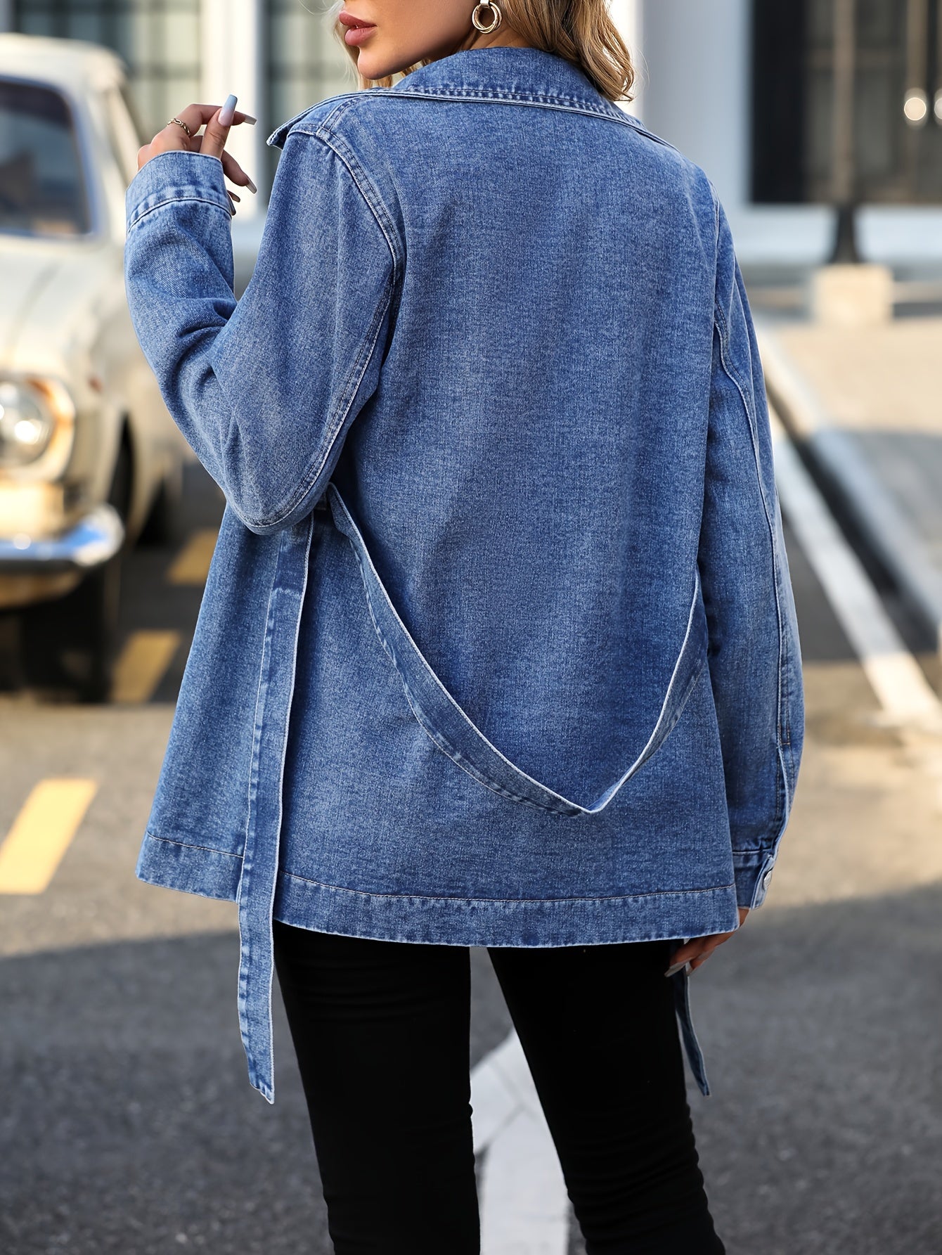Traci - Damen Jeansmantel Mit Pattentaschen