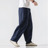 Herren-Leinenhose mit weitem Bein und Kordelzug in der Taille
