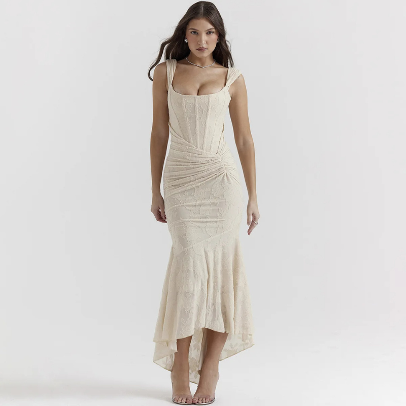 Gerda - Bodycon Maxi-Kleid mit Schulteröffnung