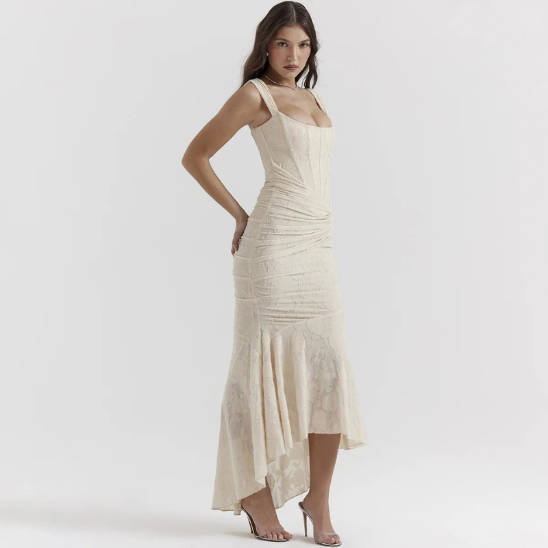 Gerda - Bodycon Maxi-Kleid mit Schulteröffnung