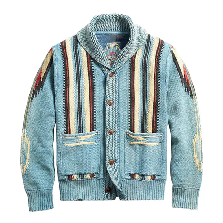 Janek - Herren jacquard cardigan im vintage stil