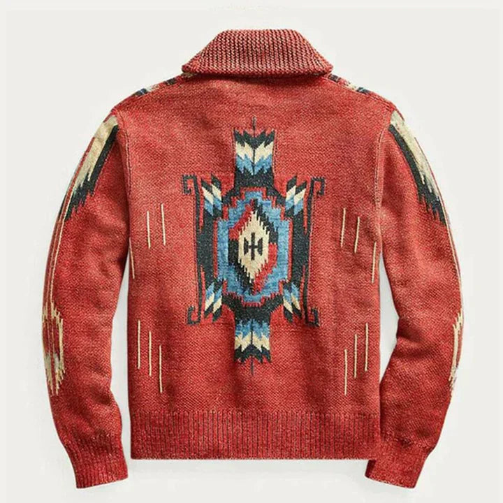 Janek - Herren jacquard cardigan im vintage stil