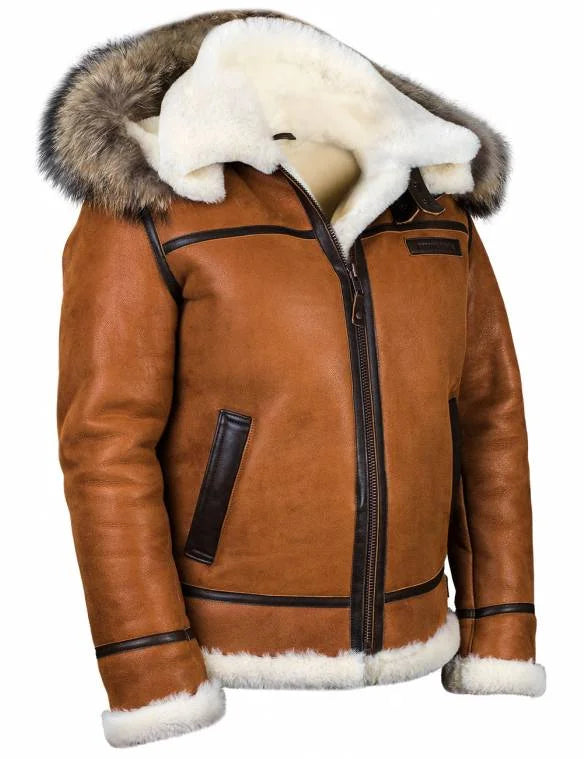 Nathaniel - sheepskin jacket with fur hood
