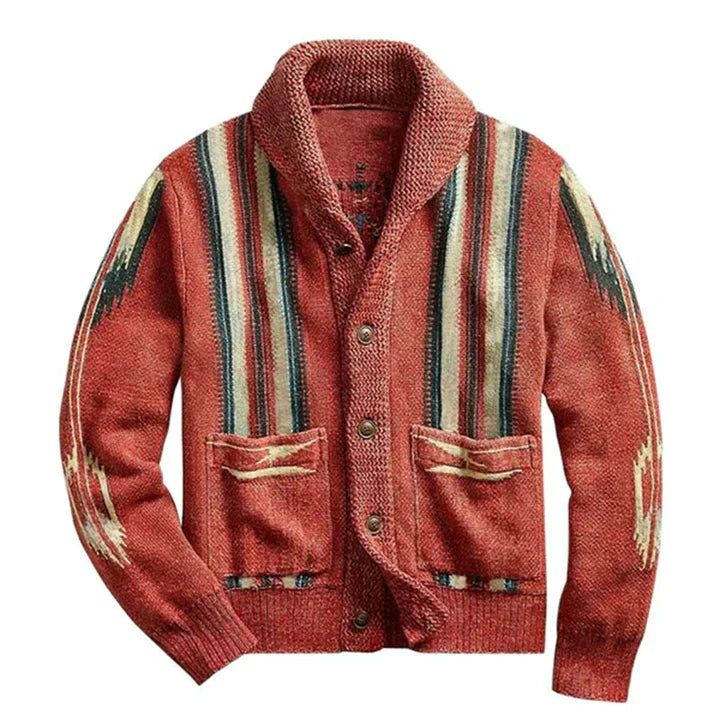 Janek - Herren jacquard cardigan im vintage stil