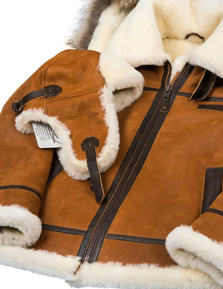 Nathaniel - sheepskin jacket with fur hood