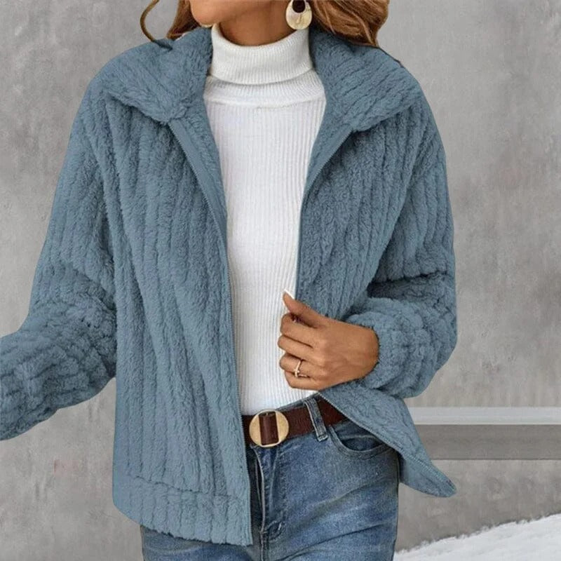 PlushLux™ - Gekürzte Plüsch-Strickjacke mit Aufschlägen