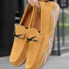 Herren-Wildleder-Slipper mit Handnaht und Gummisohle