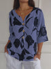 Marlene - Blumendruck Bluse mit V-Ausschnitt