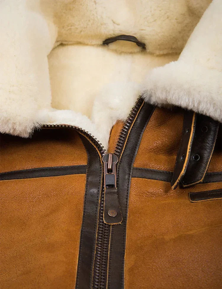 Nathaniel - sheepskin jacket with fur hood
