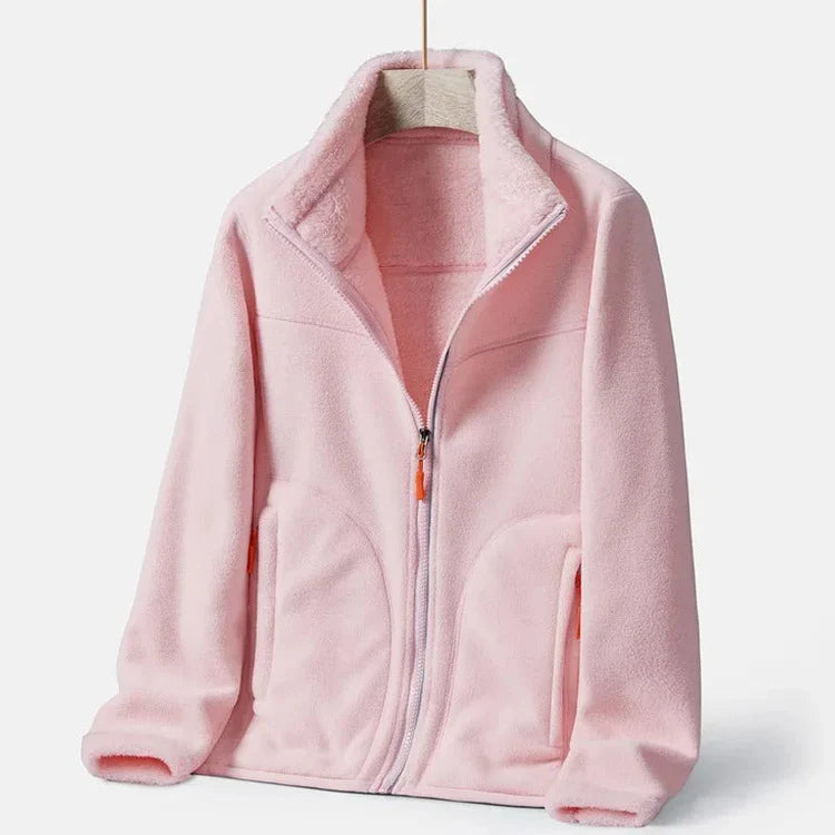 Carla  - zweireihige warme fleecejacke für frauen