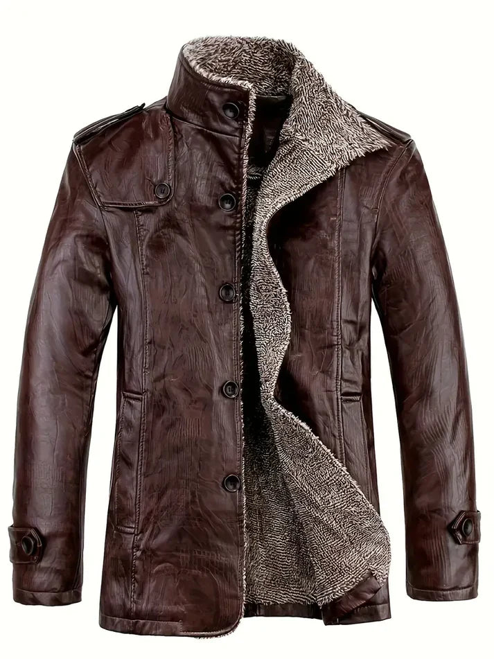 Caleb - Herren lederjacke mit fleecefutter