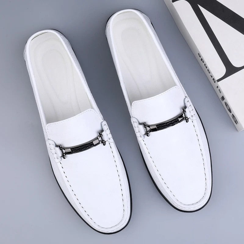 Herren Slipper aus echtem Leder mit metallischem Seildetail