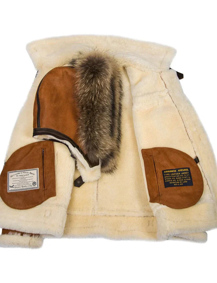 Nathaniel - sheepskin jacket with fur hood