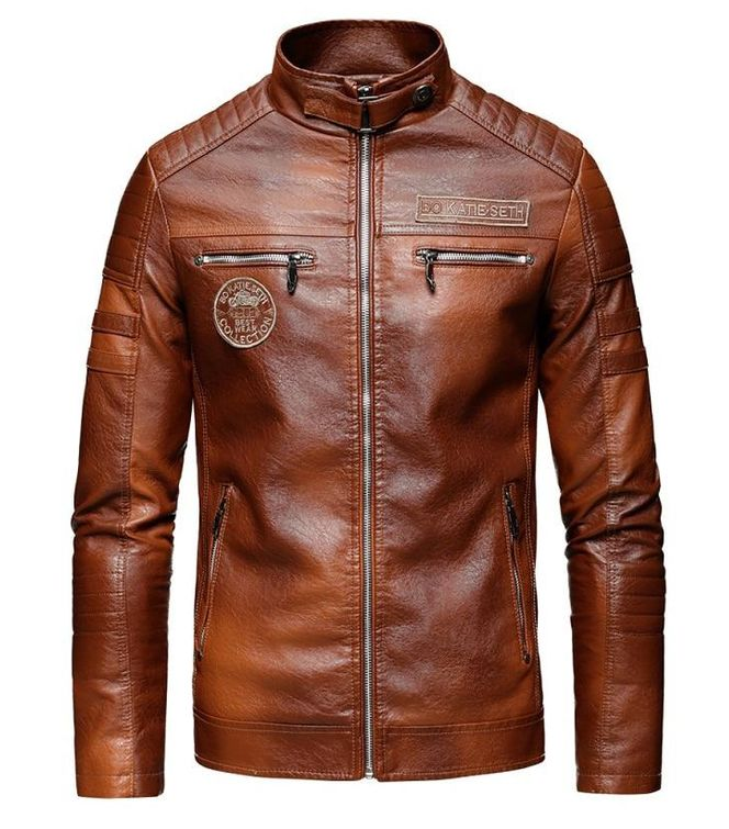 Jerome - Herren Lederjacke Mit Patches