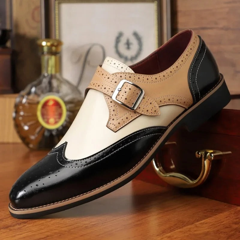 Herren Brogue - Monkstrap-Schuhe aus Leder  Elegantes Schuhwerk