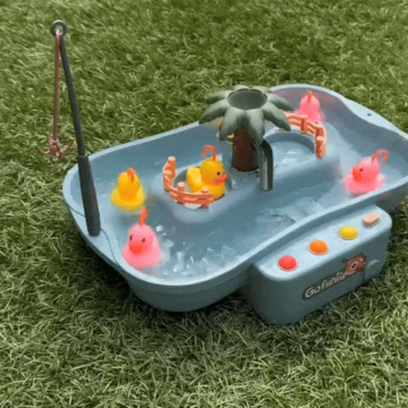 Elektrisches Angelspiel für Kinder mit Enten und Wasserbecken