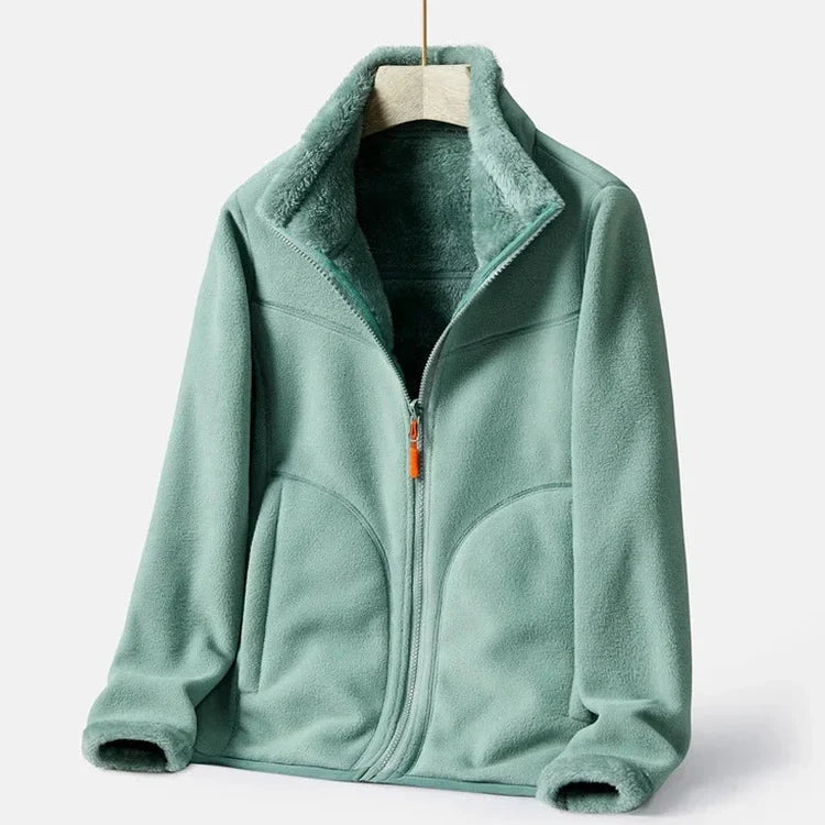 Carla  - zweireihige warme fleecejacke für frauen