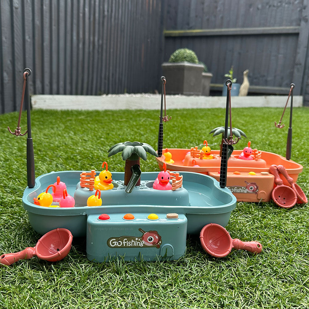 Elektrisches Angelspiel für Kinder mit Enten und Wasserbecken