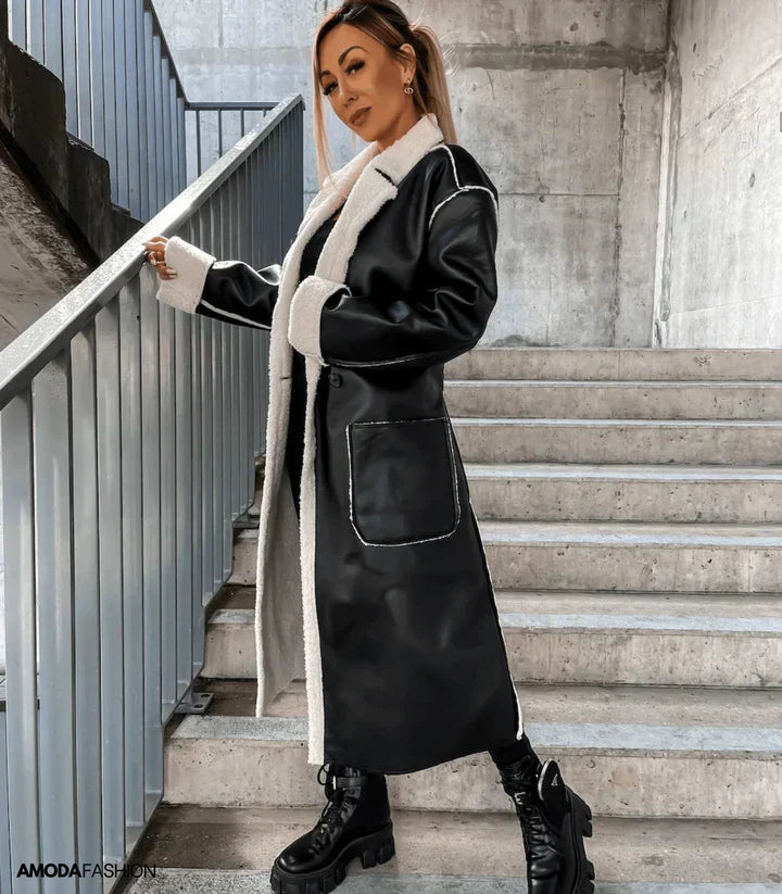 Kimber - Leder und fleecejacke mit schnürung