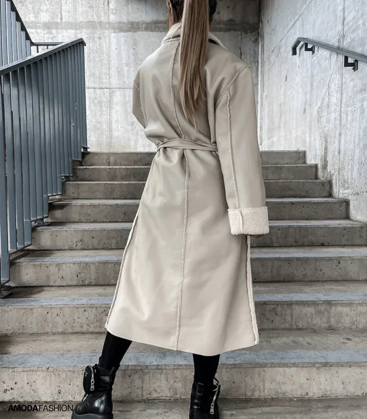 Kimber - Leder und fleecejacke mit schnürung