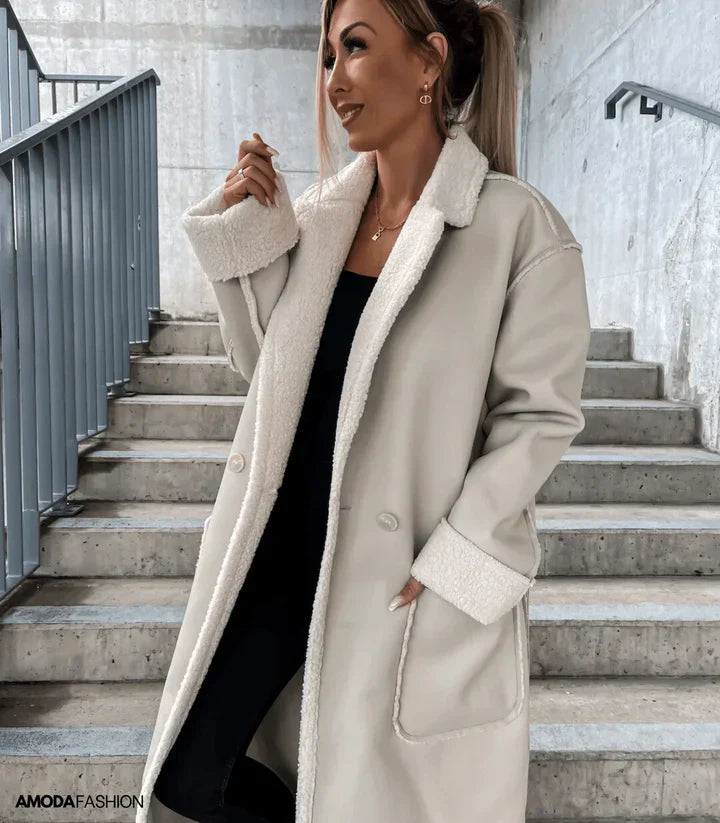 Kimber - Leder und fleecejacke mit schnürung