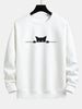 Paul - Relaxed Fit Sweatshirt Mit Schwarzem Katzen-Print