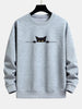 Paul - Relaxed Fit Sweatshirt Mit Schwarzem Katzen-Print