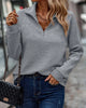 Yvonne  - Schicker gerippter Pullover mit halbem Reißverschluss
