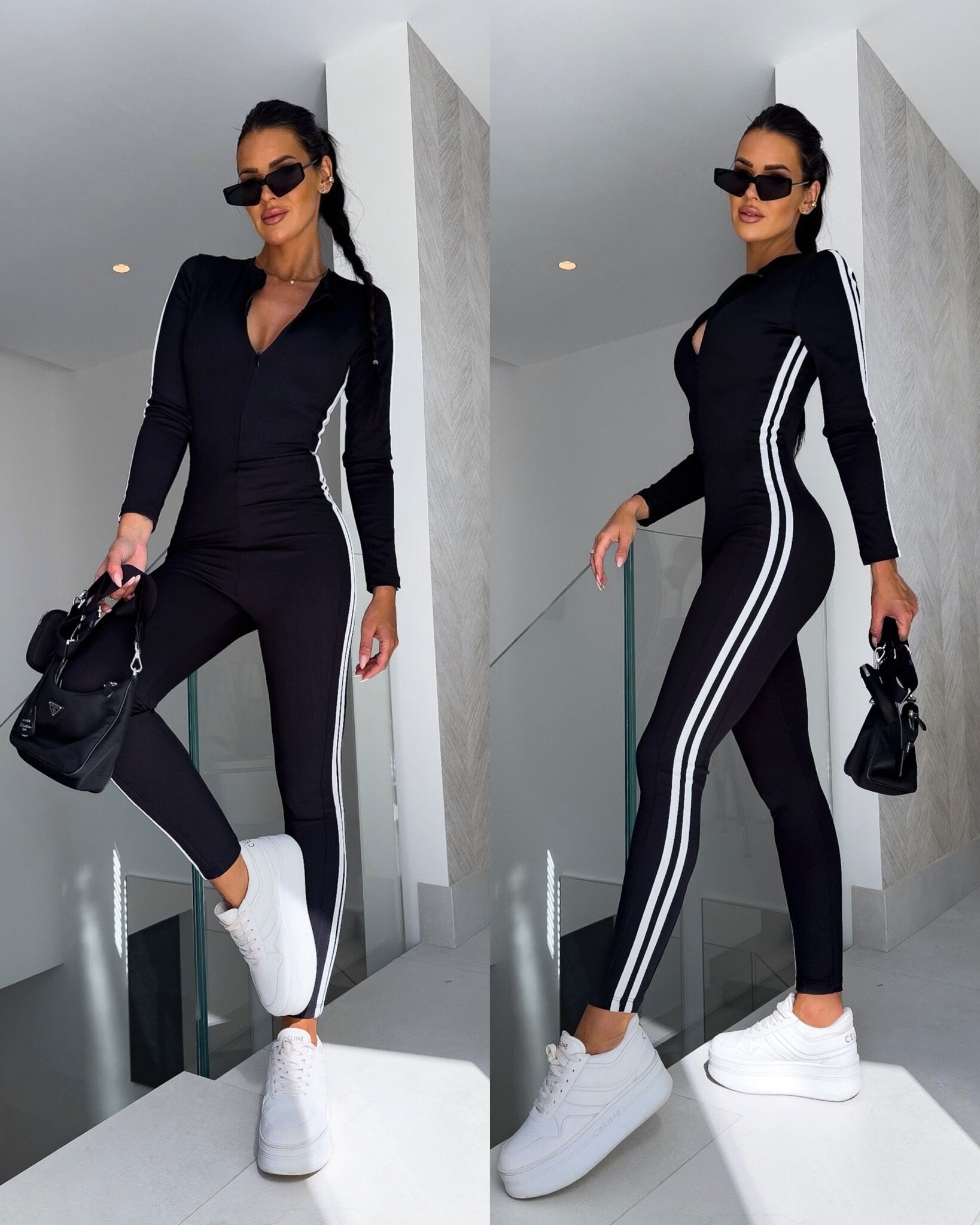 Veluxe - V-Ausschnitt Jumpsuit