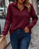 Yvonne  - Schicker gerippter Pullover mit halbem Reißverschluss