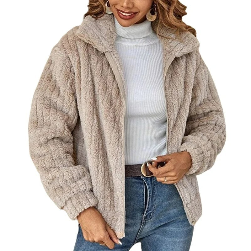 PlushLux™ - Gekürzte Plüsch-Strickjacke mit Aufschlägen