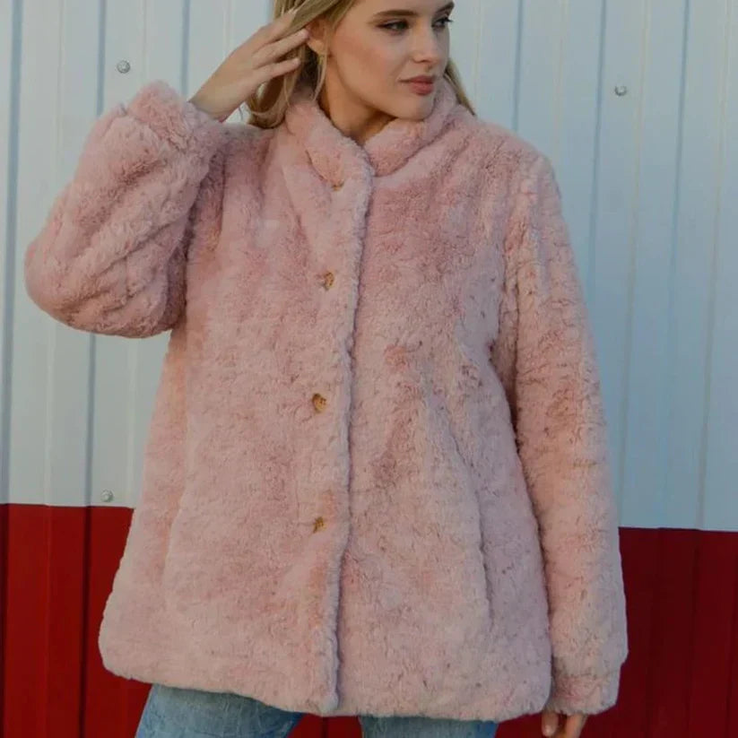 Elodie - Luxuriöser teddymantel mit knöpfen