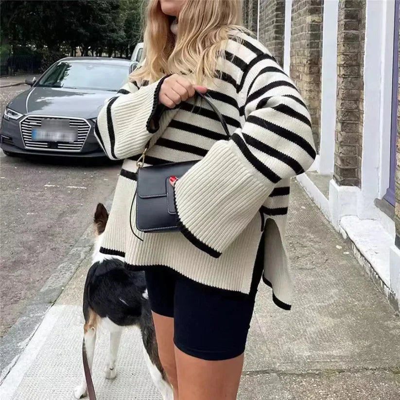 Wanda - Trendy Rollkragenpullover mit Streifen
