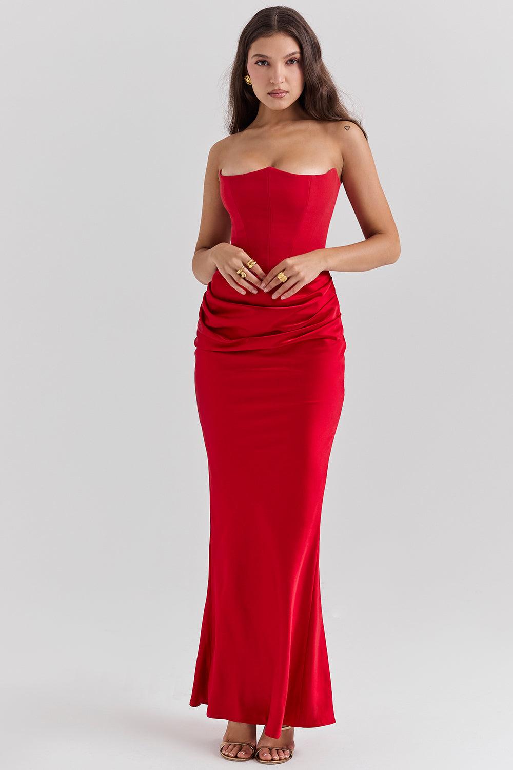 Ezra - Elegantes trägerloses Korsett Maxikleid