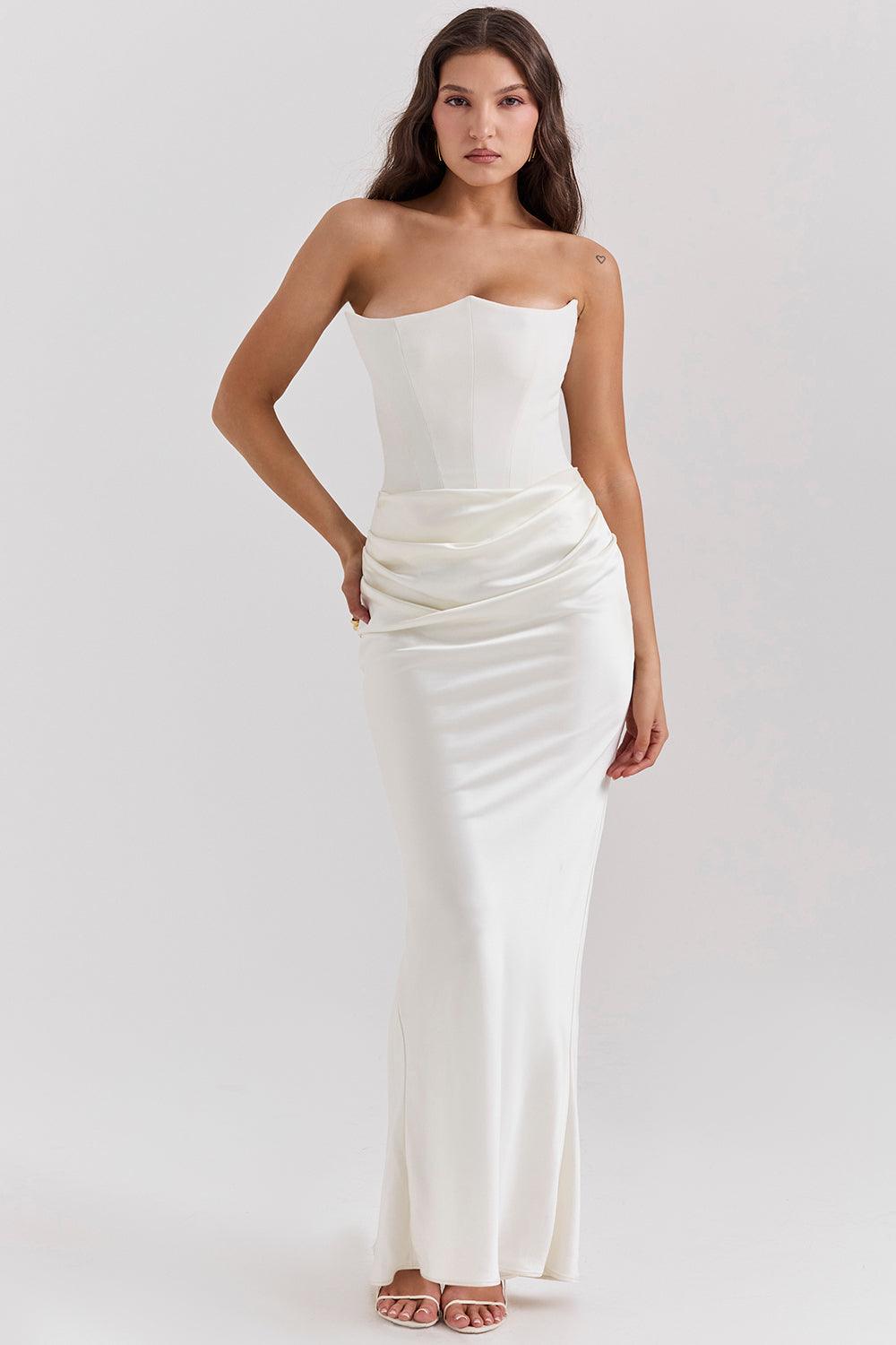 Ezra - Elegantes trägerloses Korsett Maxikleid