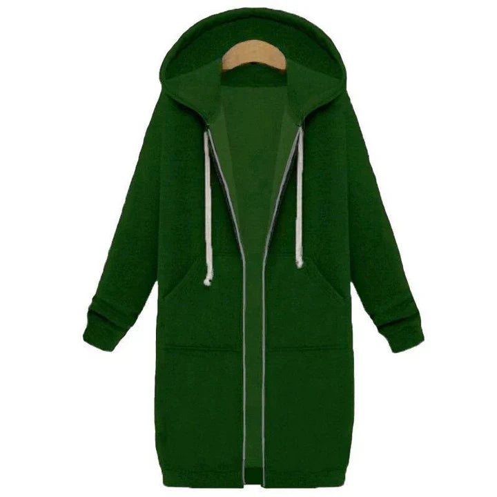 Ursula - Lang geschnittenes damen sweatshirt mit reißverschluss
