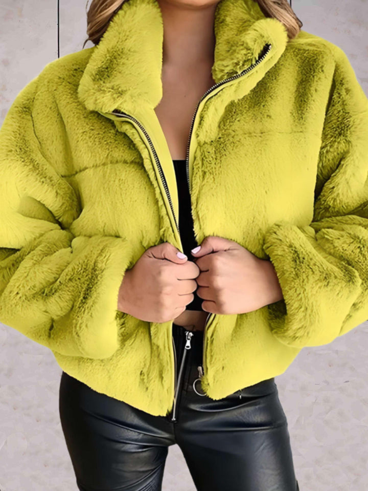 Eliza - Warme und gemütliche kunstpelzjacke mit reißverschluss