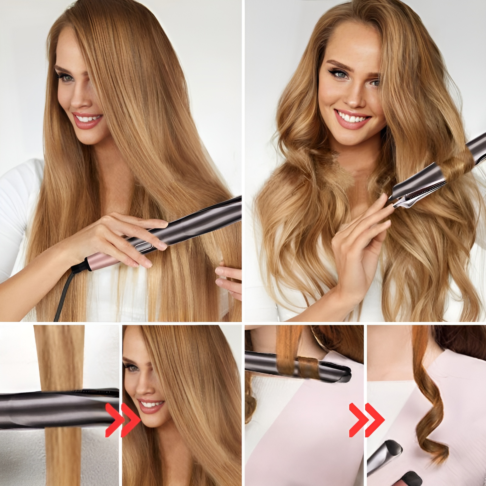 GlamHair™ - 2-in-1-Haarglätter & Lockenstab - Nur heute €34,95!