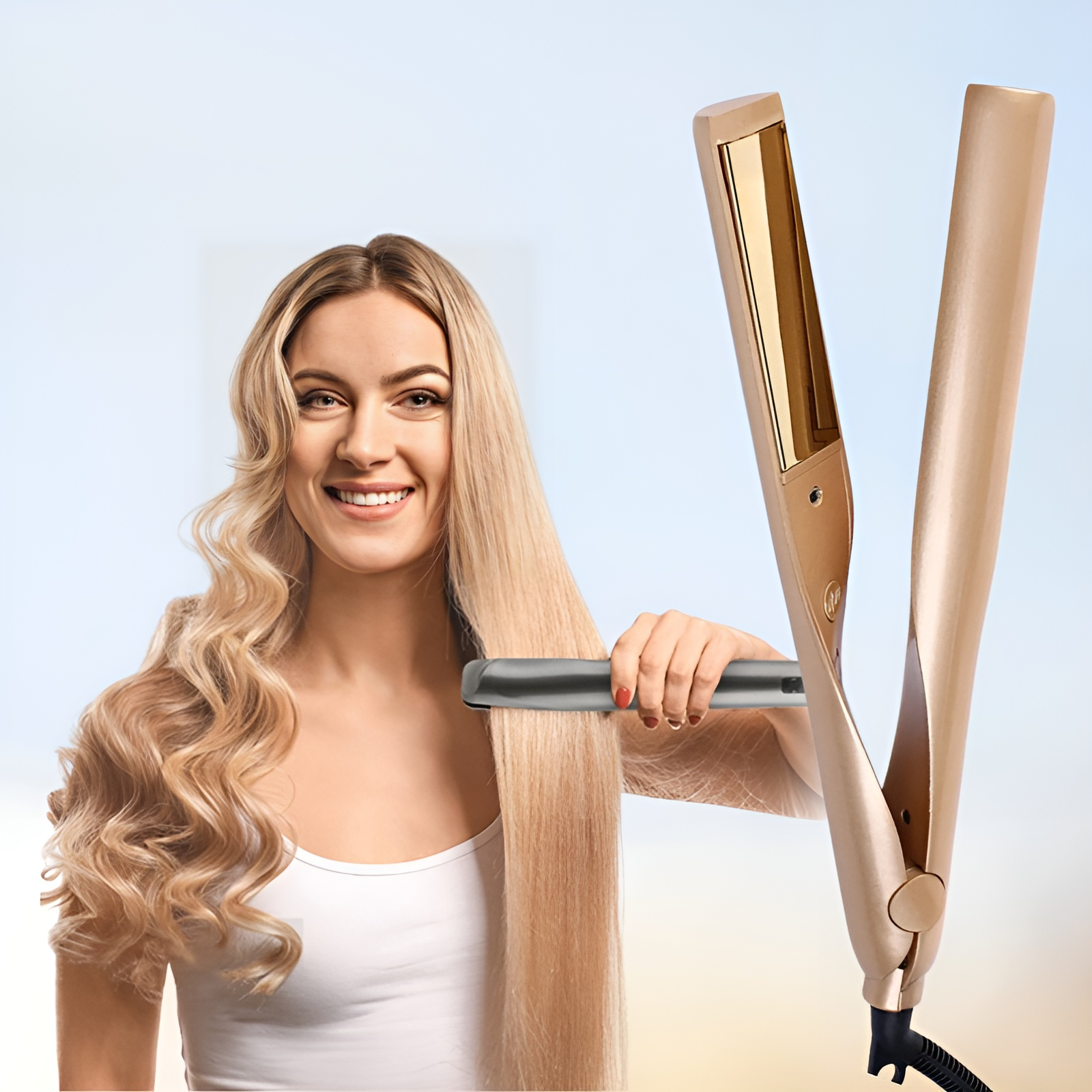 GlamHair™ - 2-in-1-Haarglätter & Lockenstab - Nur heute €34,95!